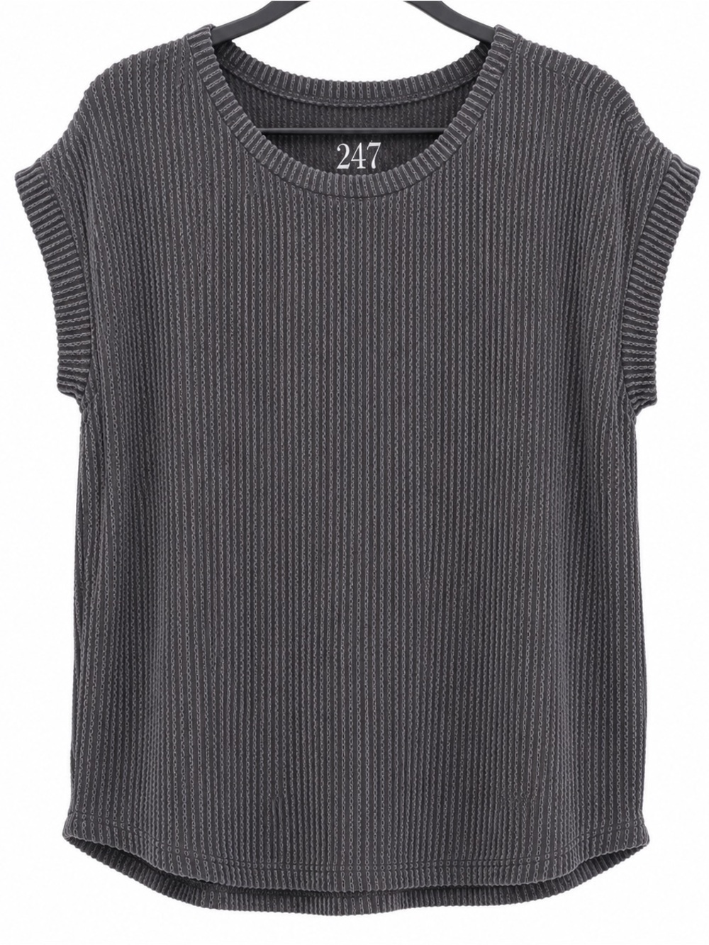 24/7 Women's Gray Short Sleeve Knit Top